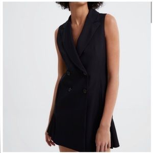 Zara Black Double Breasted Long Line Vest